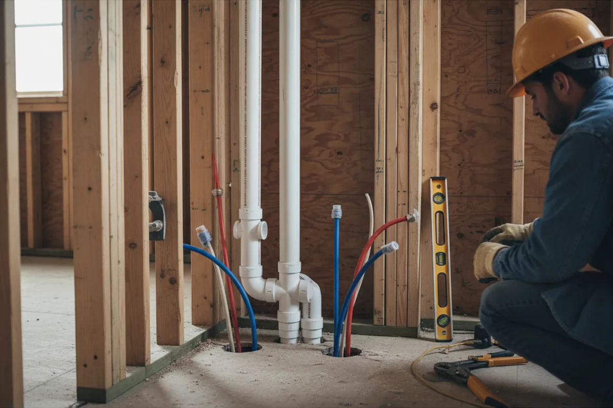 Drain and supply rough-in during Sump Pump Repair in Culver City